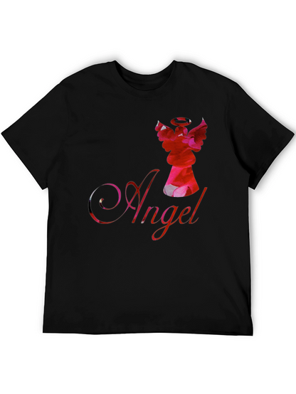 Camiseta Negra con Diseño de Ángel Floral