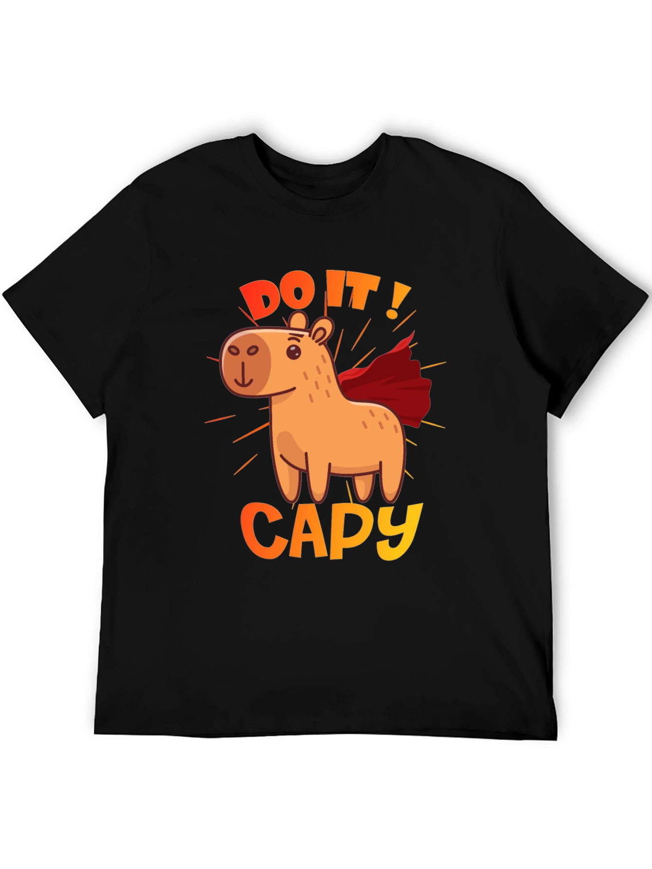 Camiseta Negra Do It! Capy de Superhéroe