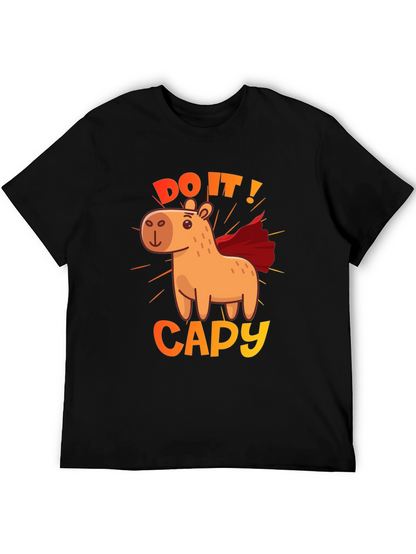 Camiseta Negra Do It! Capy de Superhéroe