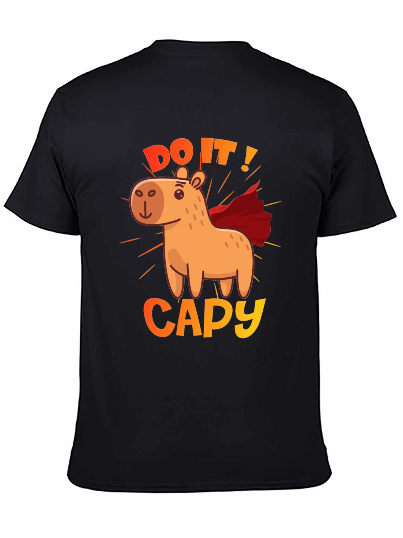 Camiseta Negra Do It! Capy de Superhéroe