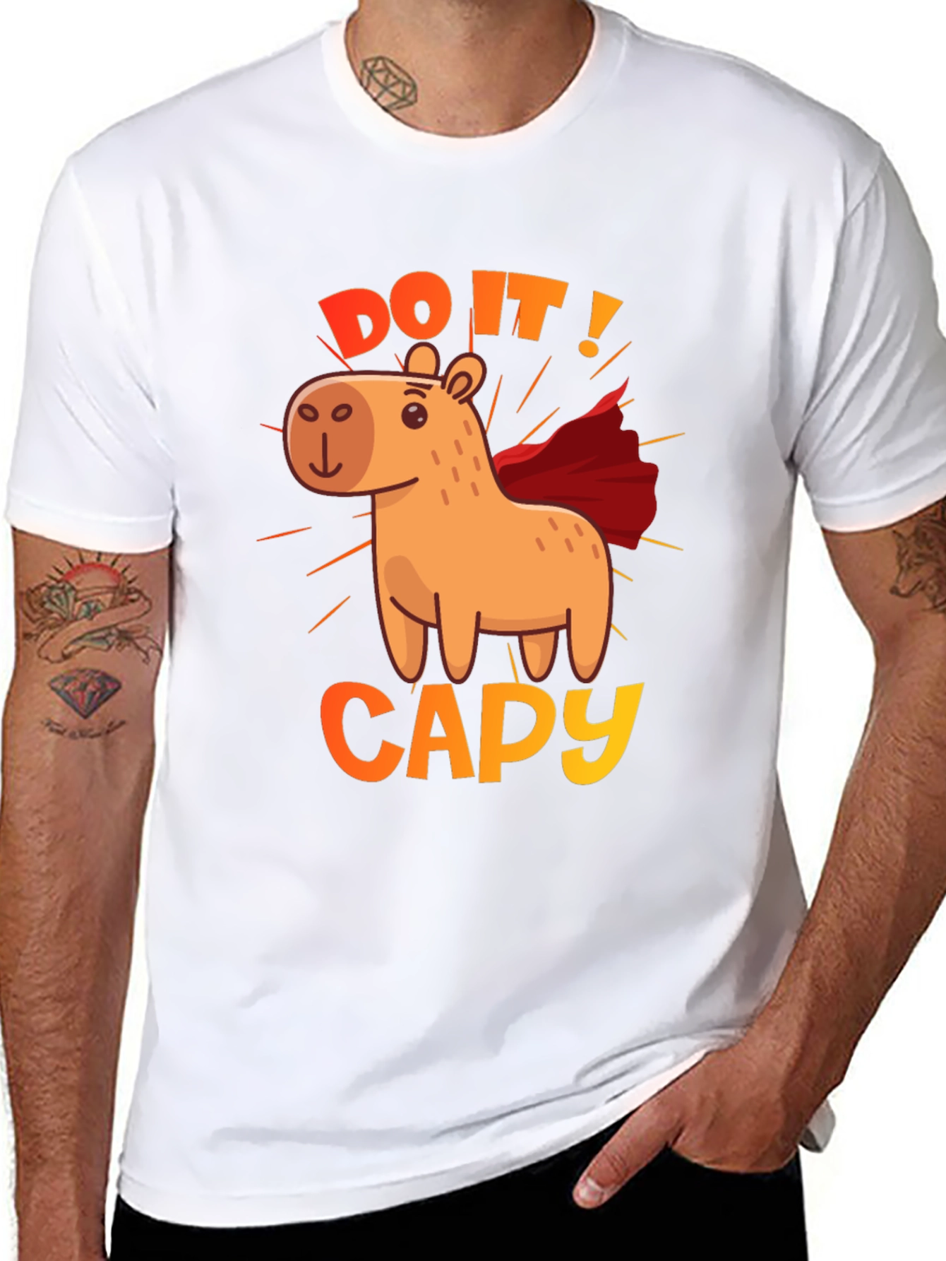 Camiseta Negra Do It! Capy de Superhéroe