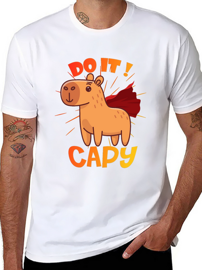 Camiseta Negra Do It! Capy de Superhéroe