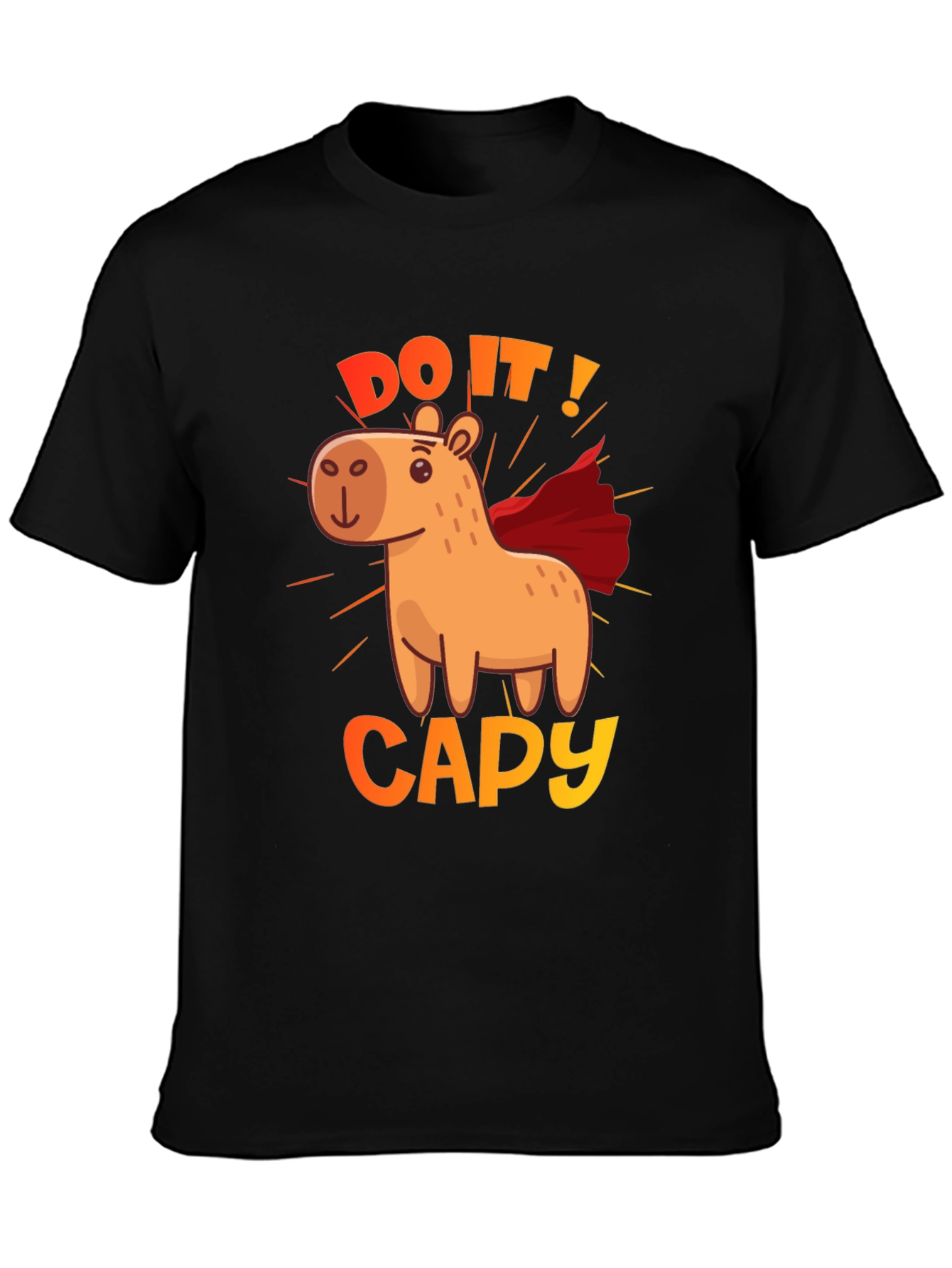 Camiseta Negra Do It! Capy de Superhéroe