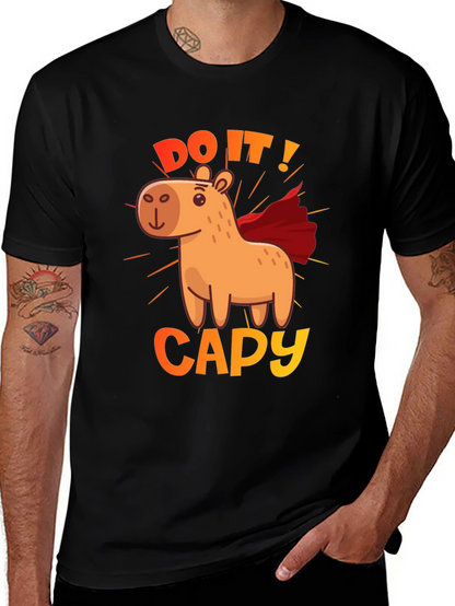 Camiseta Negra Do It! Capy de Superhéroe