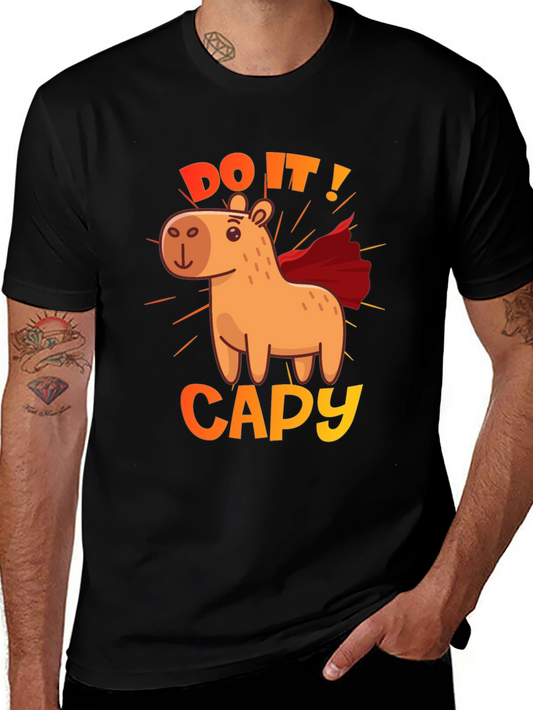 Camiseta Negra Do It! Capy de Superhéroe