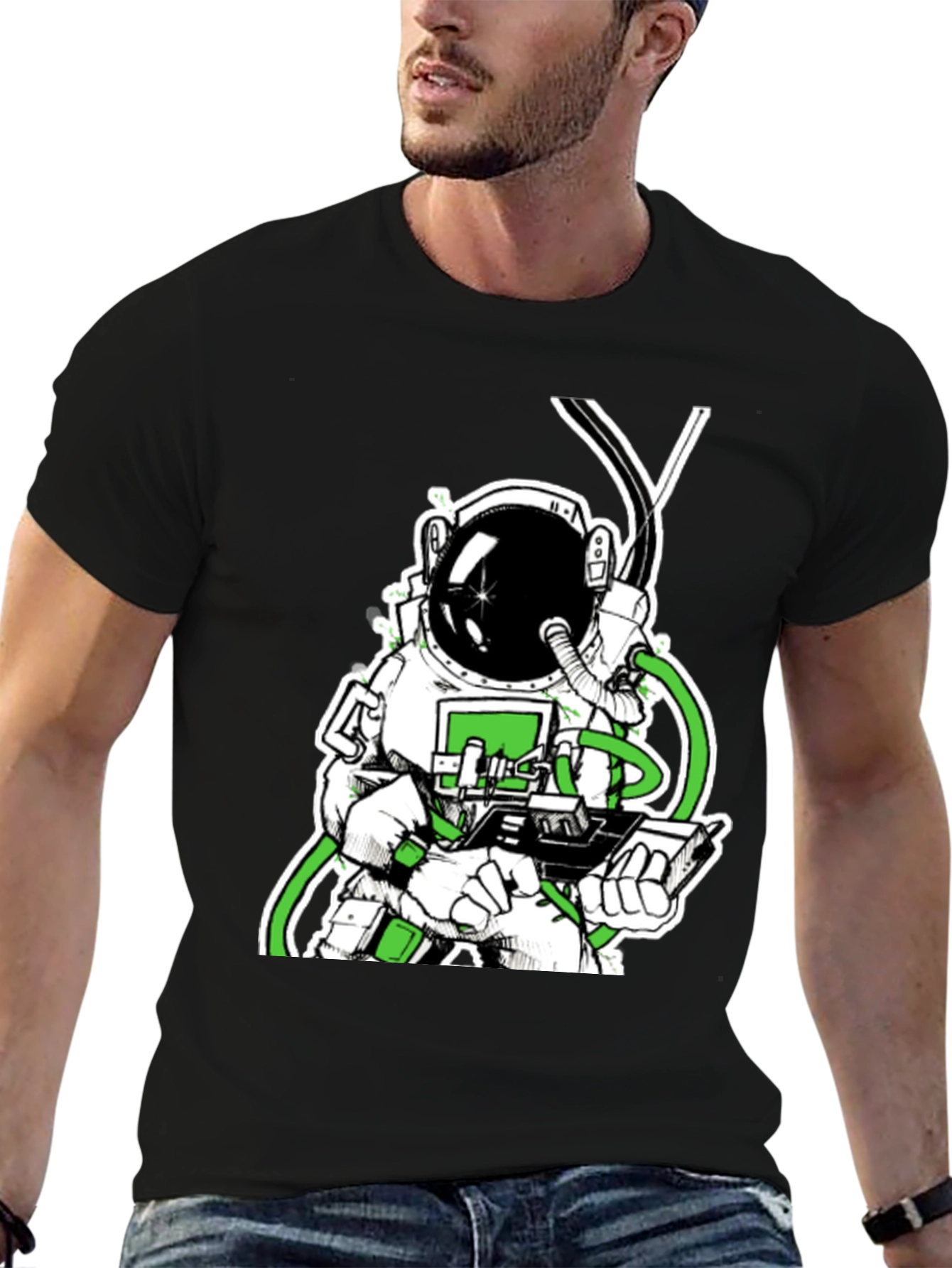 Camiseta Negra con Diseño de Astronauta