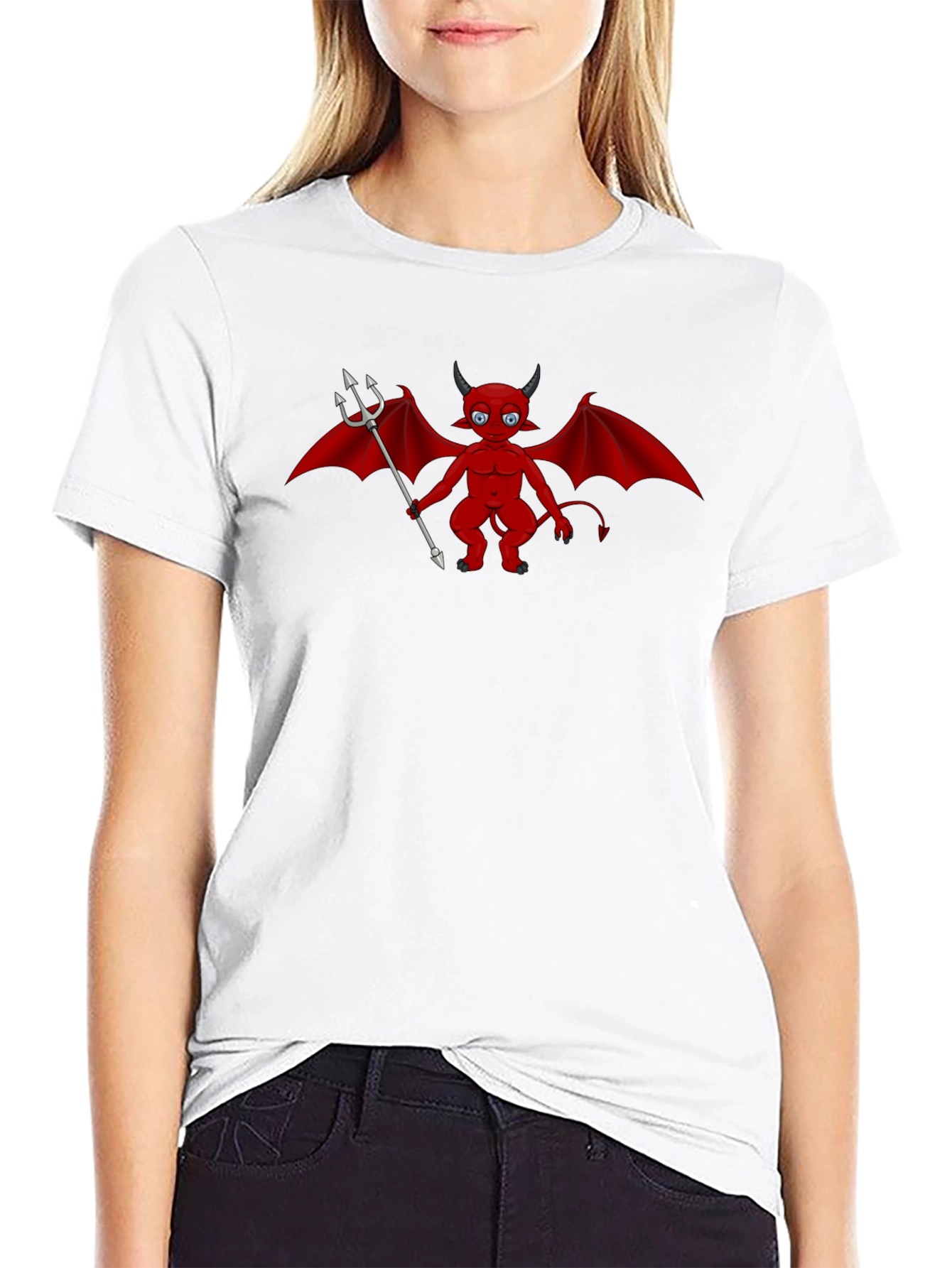 Camiseta Negra con Diseño Diablo Rojo