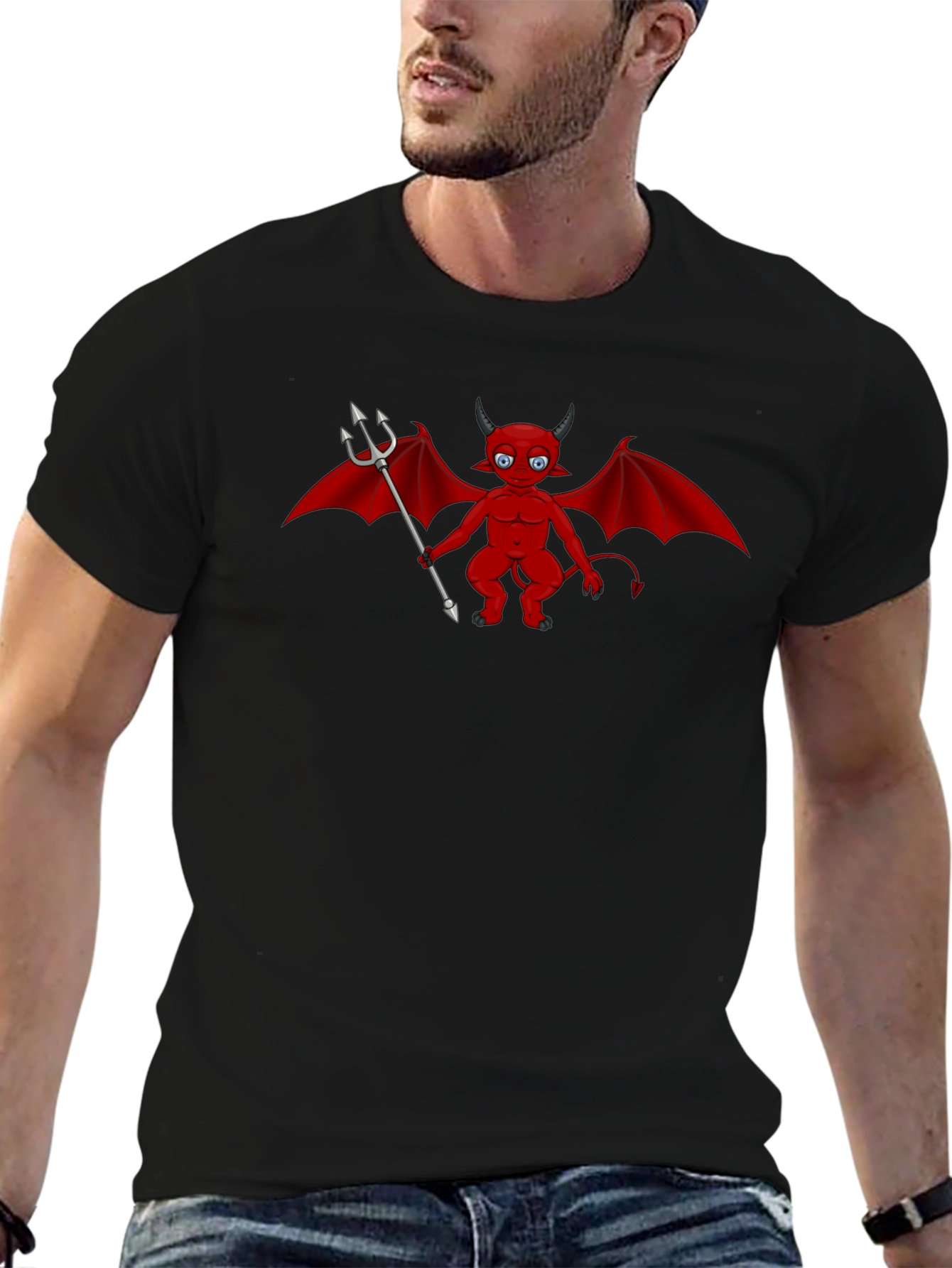 Camiseta Negra con Diseño Diablo Rojo