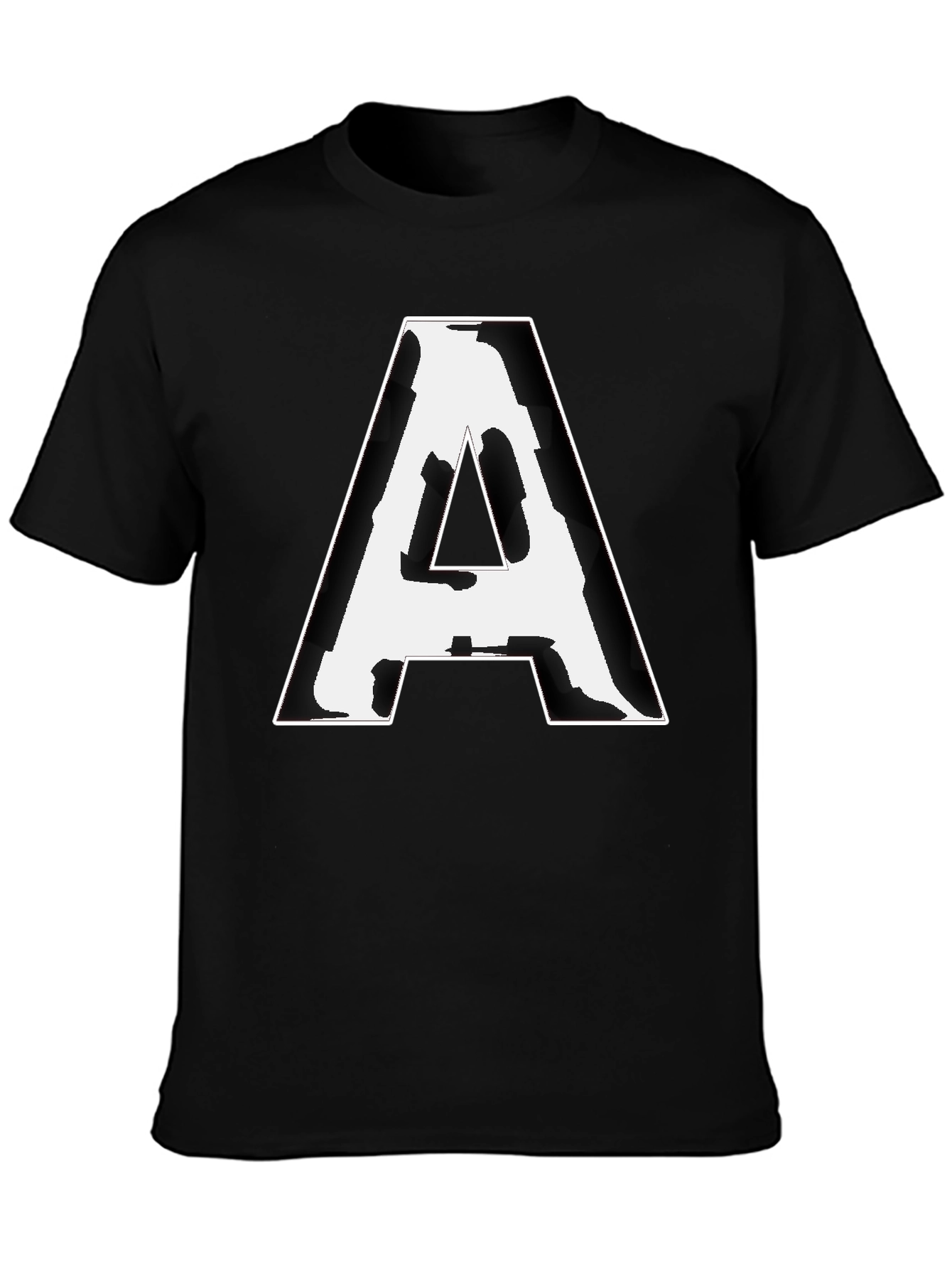 Camiseta Negra con Letra A Abstracta