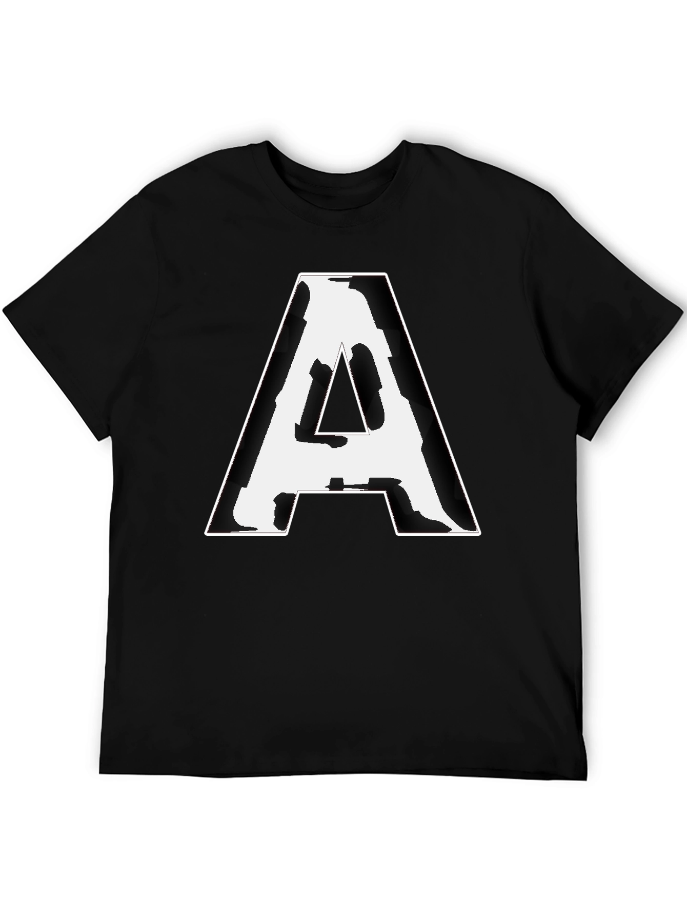 Camiseta Negra con Letra A Abstracta