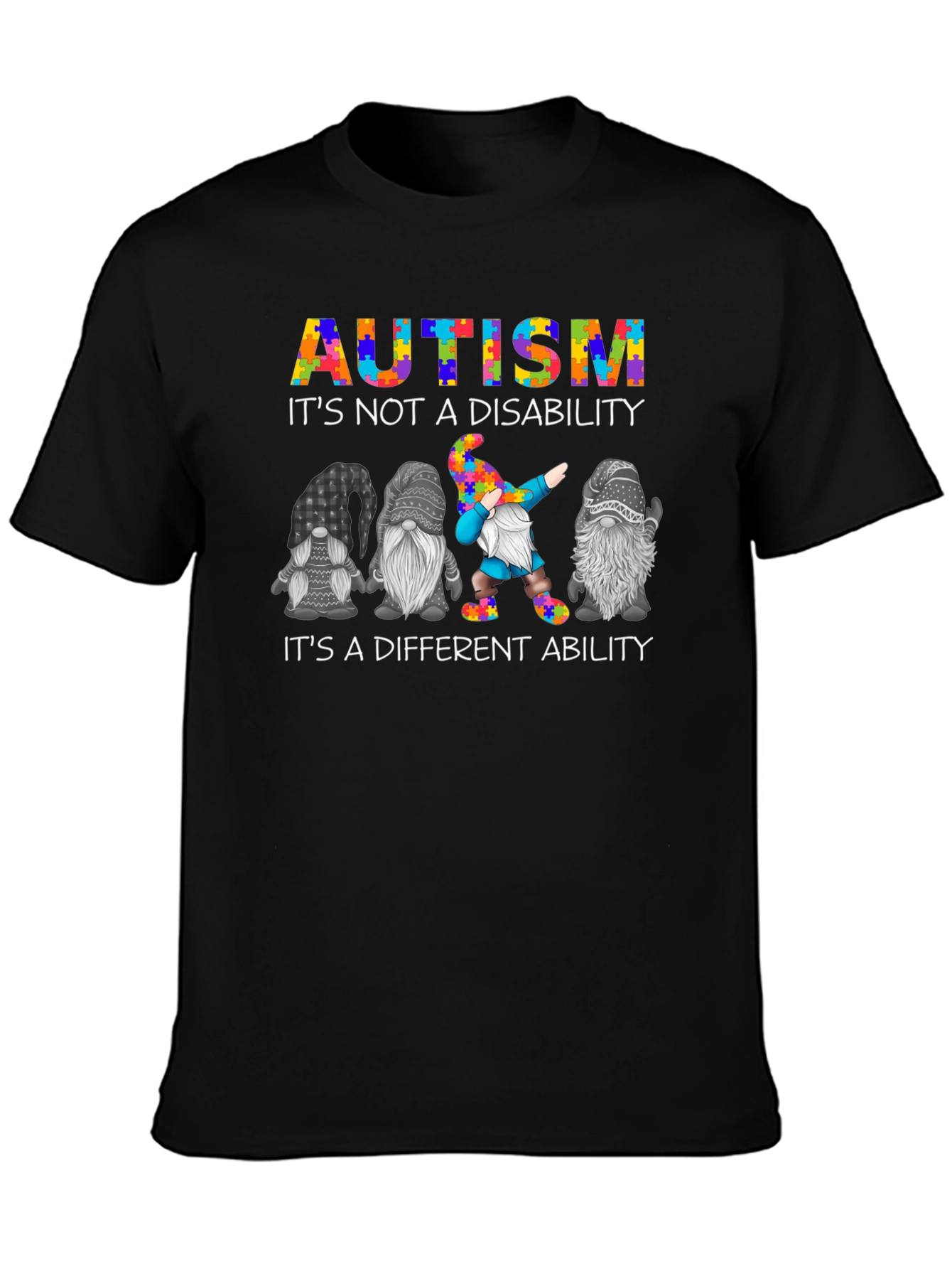 Camiseta Negra Autism Awareness Gnomos