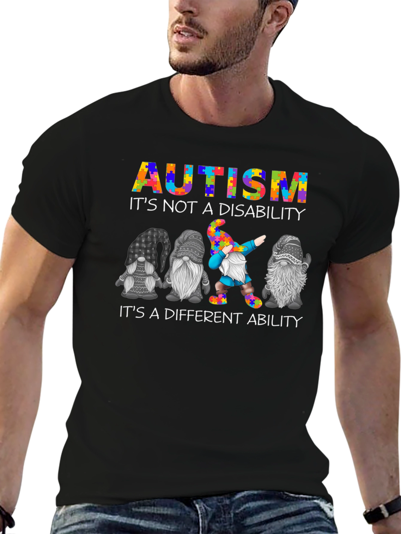 Camiseta Negra Autism Awareness Gnomos