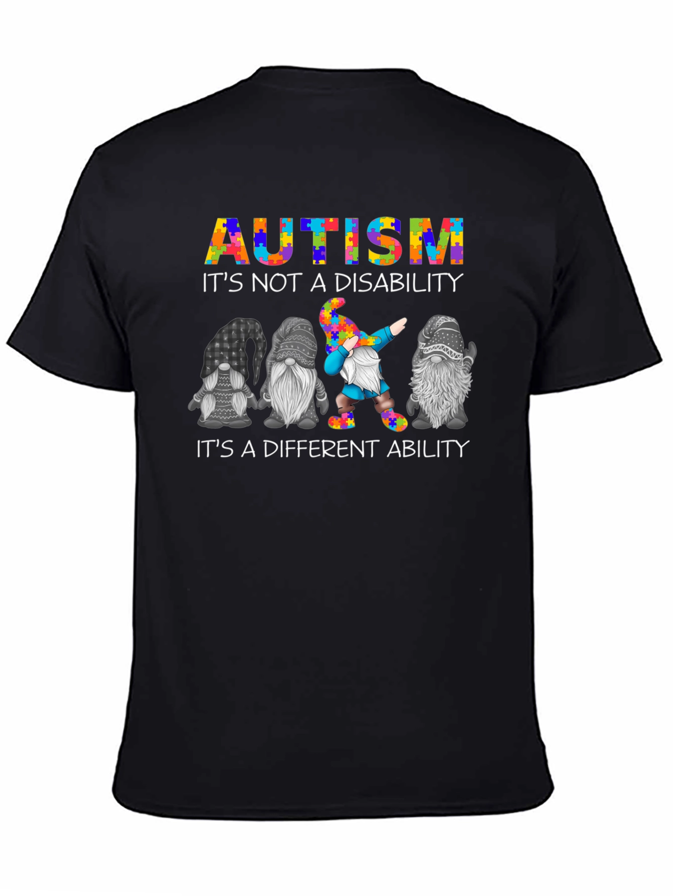 Camiseta Negra Autism Awareness Gnomos