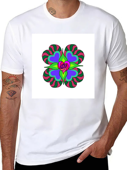 Camiseta Negra con Diseño Floral Psicodélico