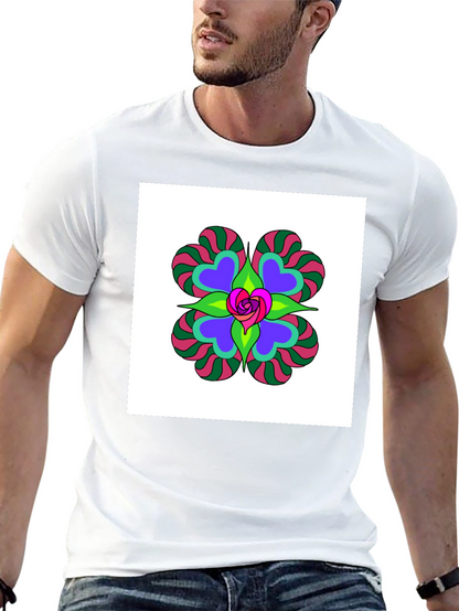 Camiseta Negra con Diseño Floral Psicodélico
