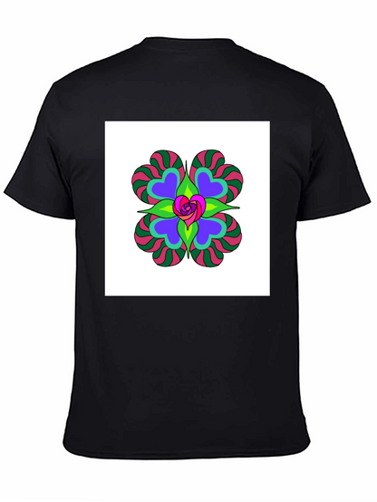 Camiseta Negra con Diseño Floral Psicodélico