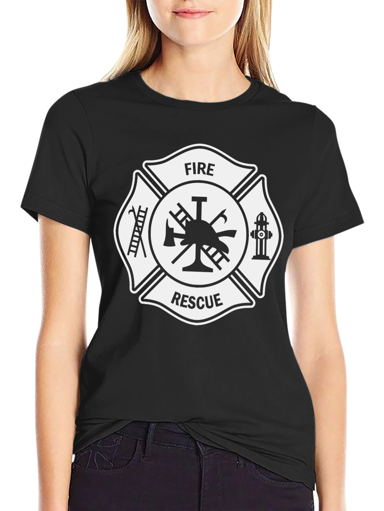 Camiseta Negra Bomberos Rescate