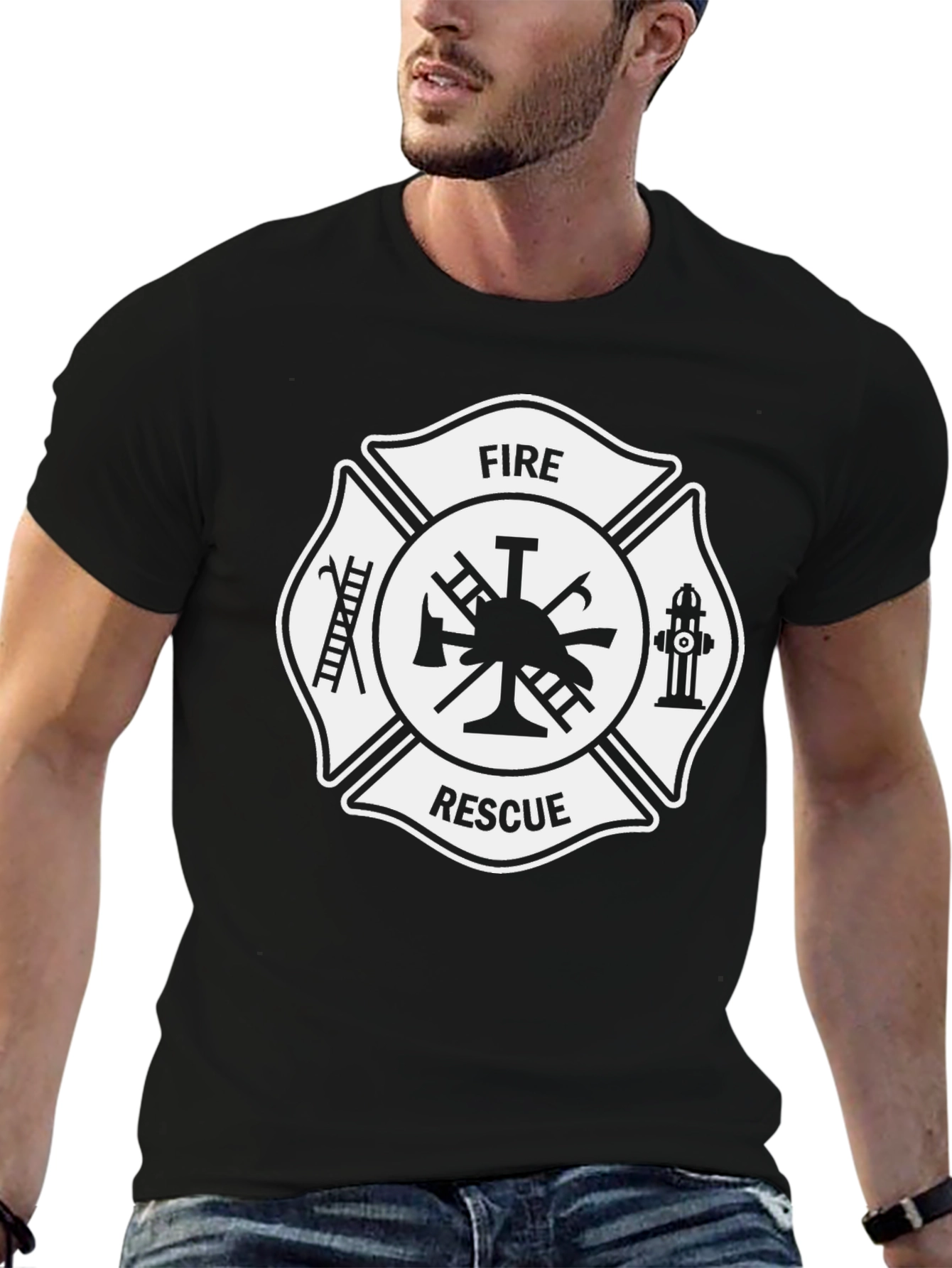 Camiseta Negra Bomberos Rescate