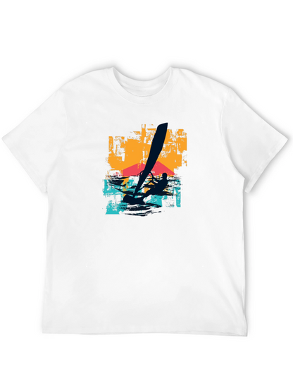 Camiseta Negra Estampada de Windsurf para Hombre