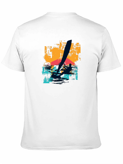 Camiseta Negra Estampada de Windsurf para Hombre