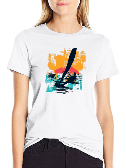 Camiseta Negra Estampada de Windsurf para Hombre