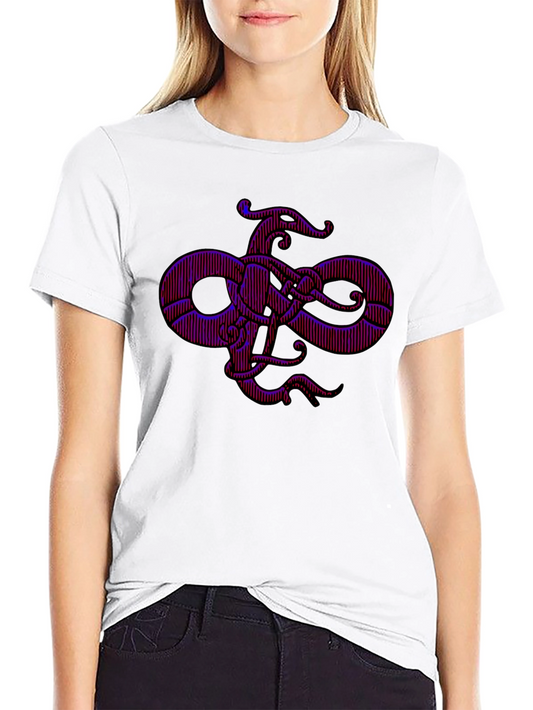 Camiseta Negra con Diseño Vikingo Abstracto