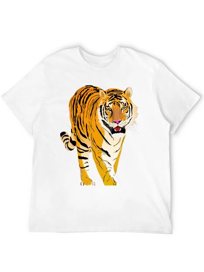 Camiseta Negra con Tigre Impreso para Hombre