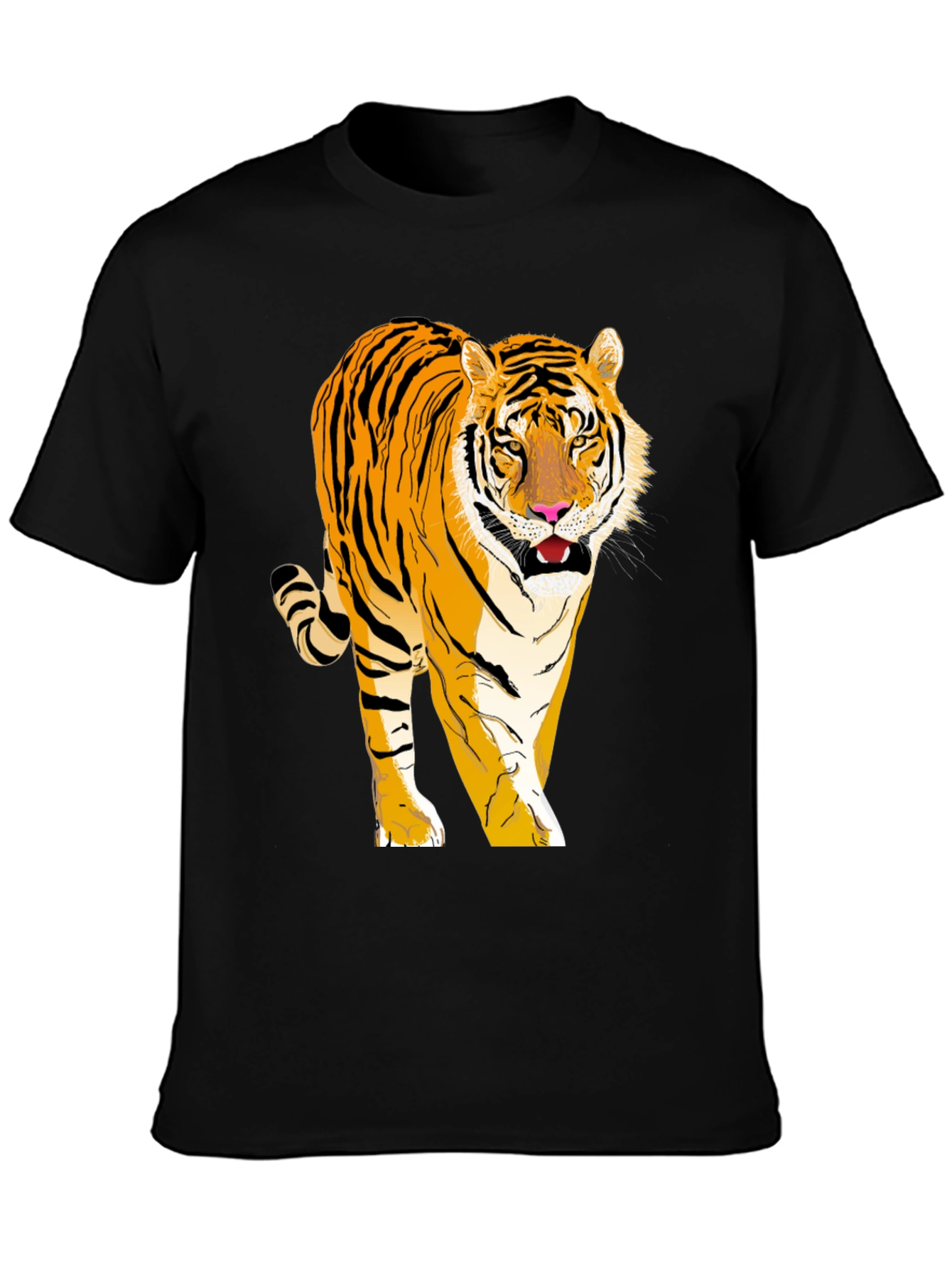 Camiseta Negra con Tigre Impreso para Hombre