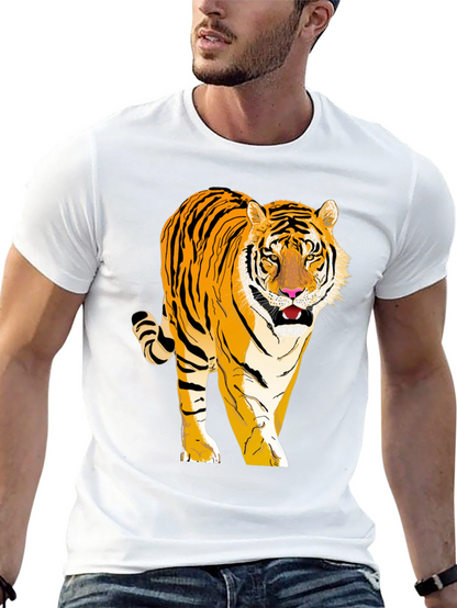 Camiseta Negra con Tigre Impreso para Hombre