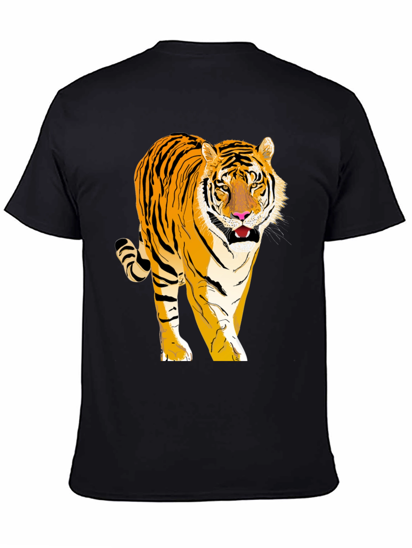 Camiseta Negra con Tigre Impreso para Hombre