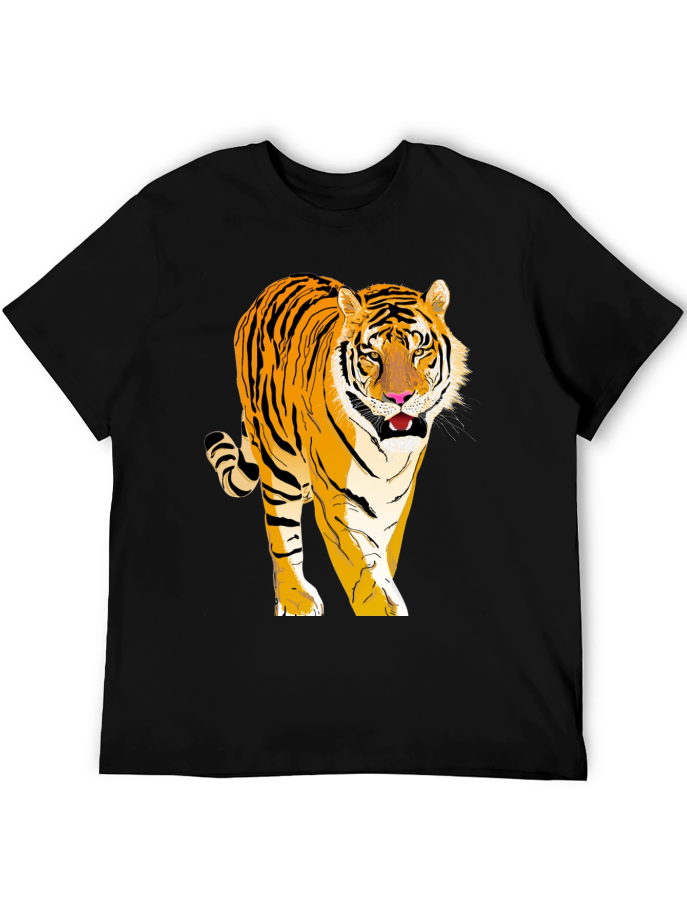 Camiseta Negra con Tigre Impreso para Hombre