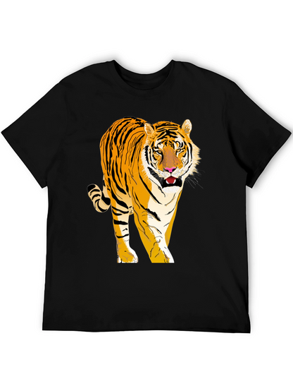 Camiseta Negra con Tigre Impreso para Hombre