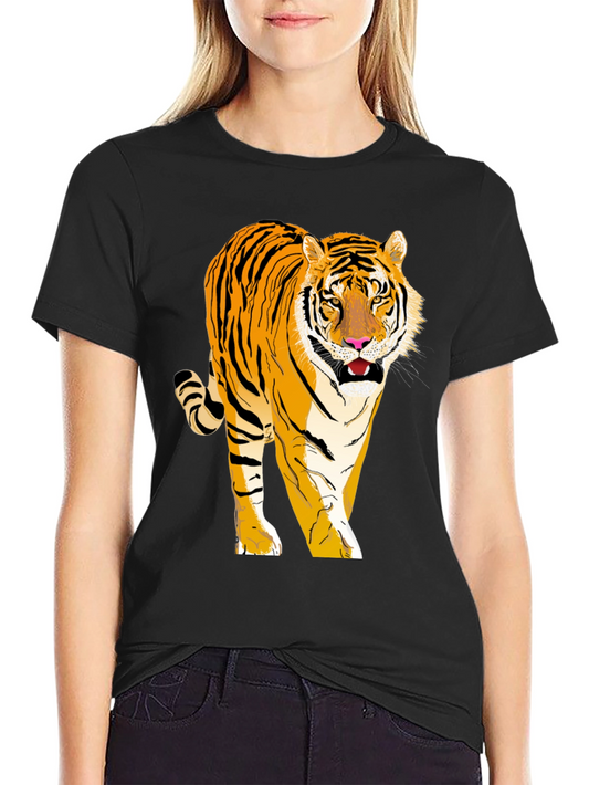 Camiseta Negra con Tigre Impreso para Hombre
