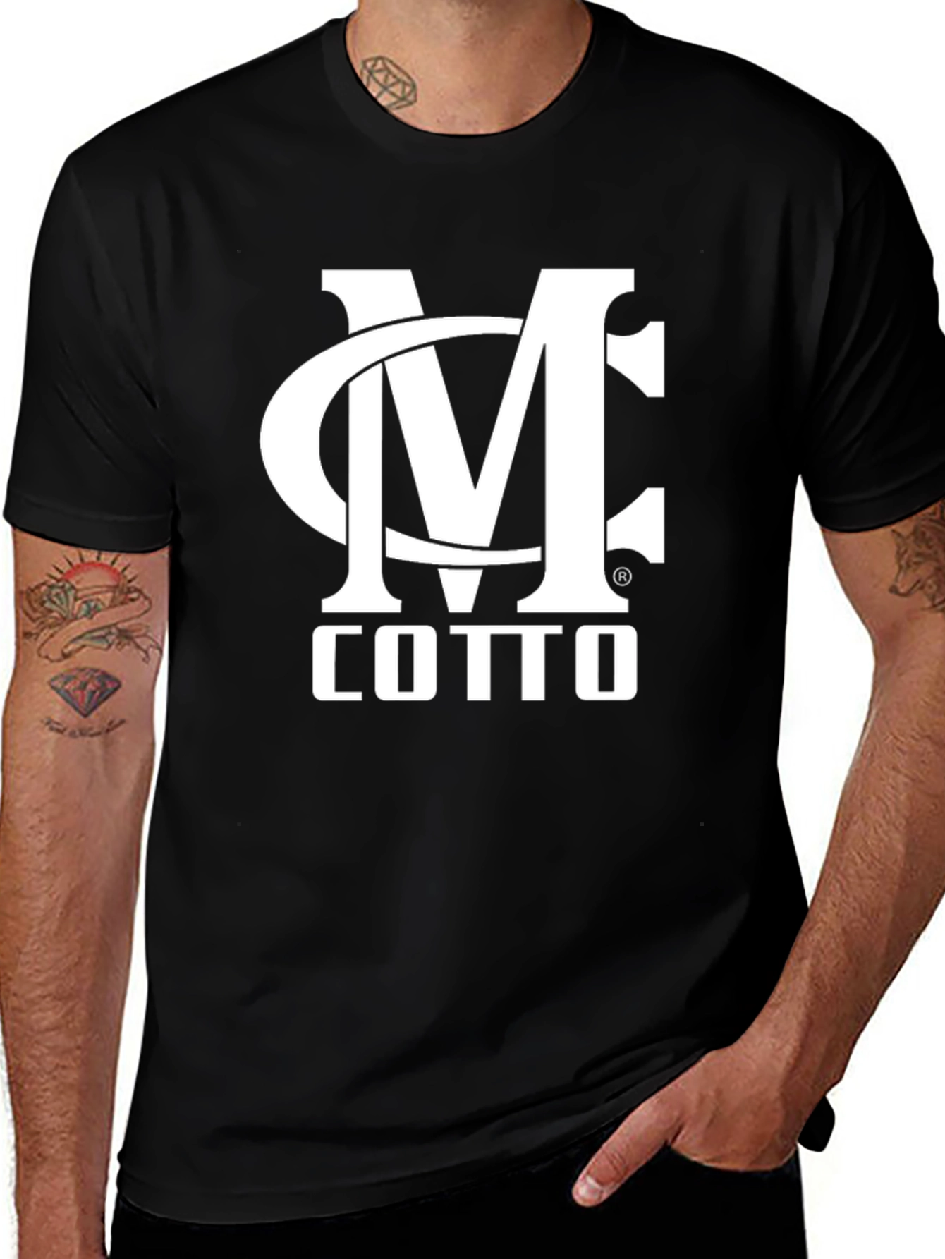 Camiseta Negra MC Cotto Estampada Hombre