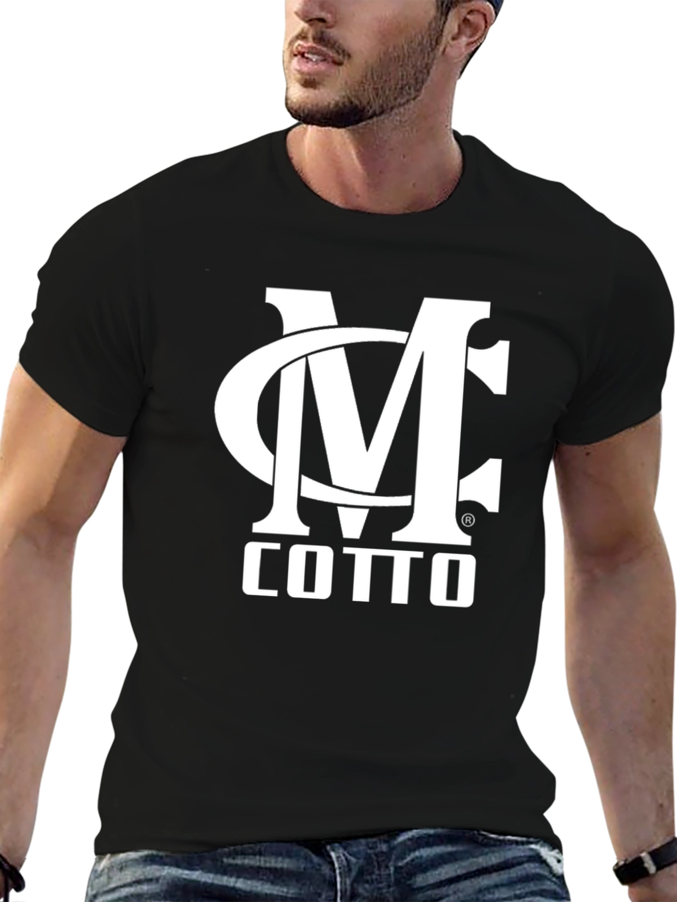 Camiseta Negra MC Cotto Estampada Hombre