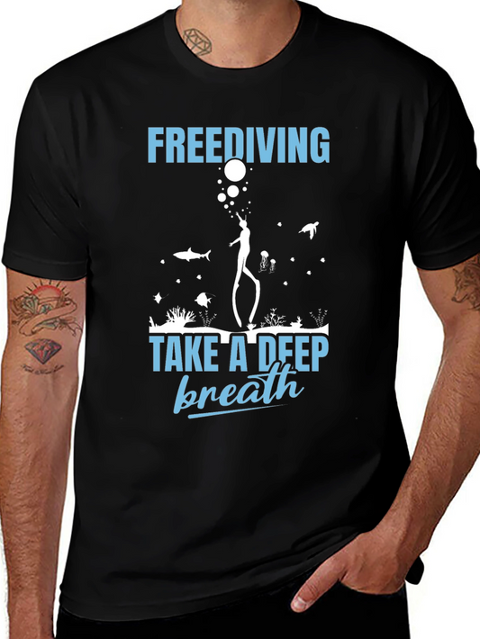 Camiseta Negra de Buceo Libre - Respira Profundo
