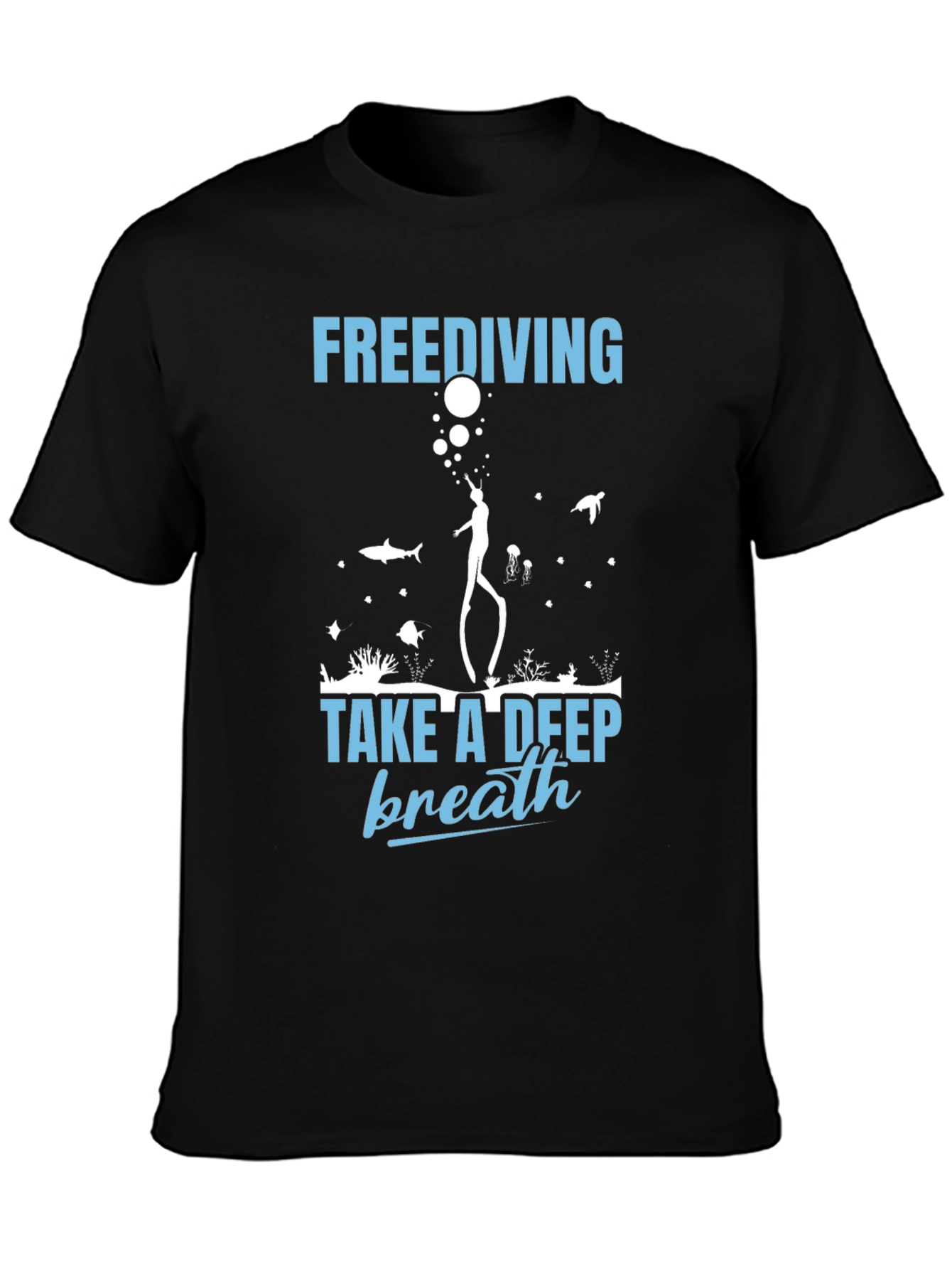 Camiseta Negra de Buceo Libre - Respira Profundo