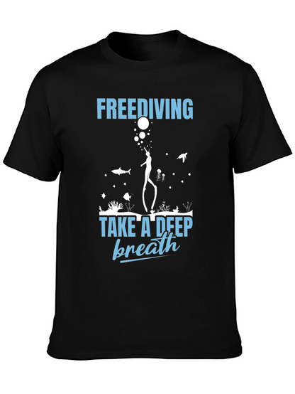 Camiseta Negra de Buceo Libre - Respira Profundo