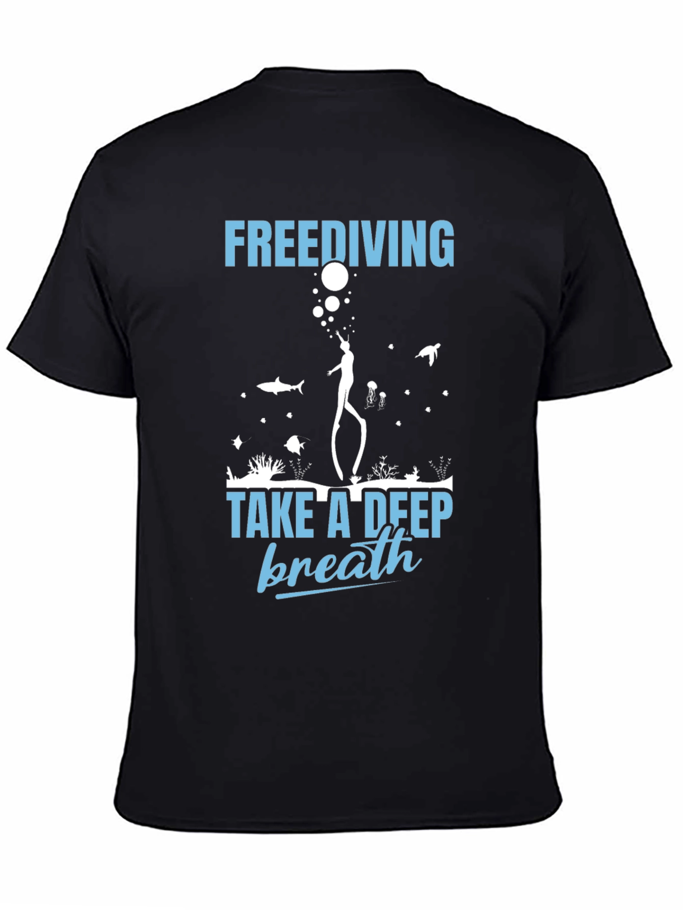 Camiseta Negra de Buceo Libre - Respira Profundo
