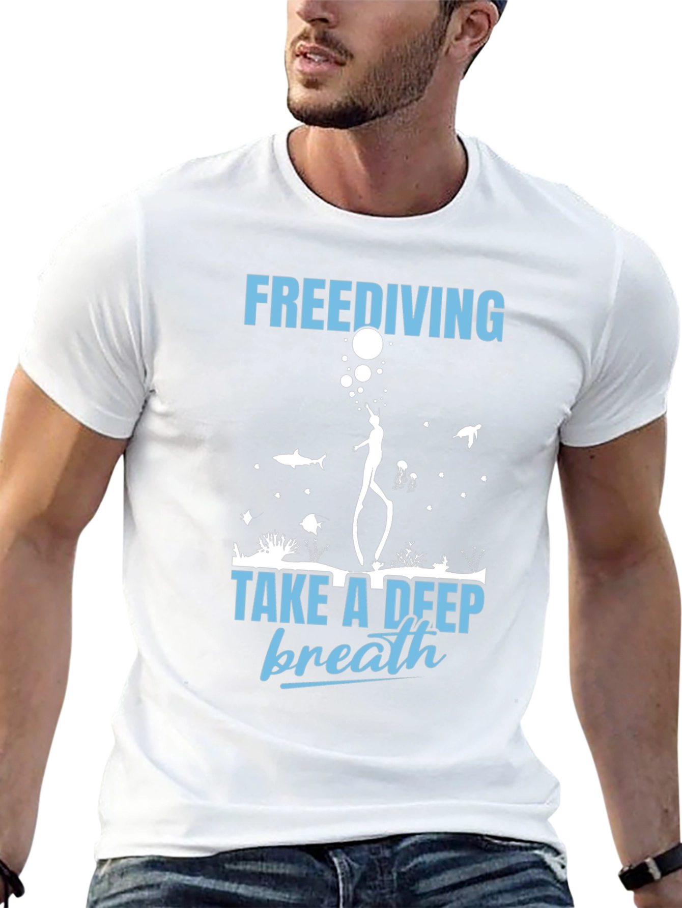 Camiseta Negra de Buceo Libre - Respira Profundo