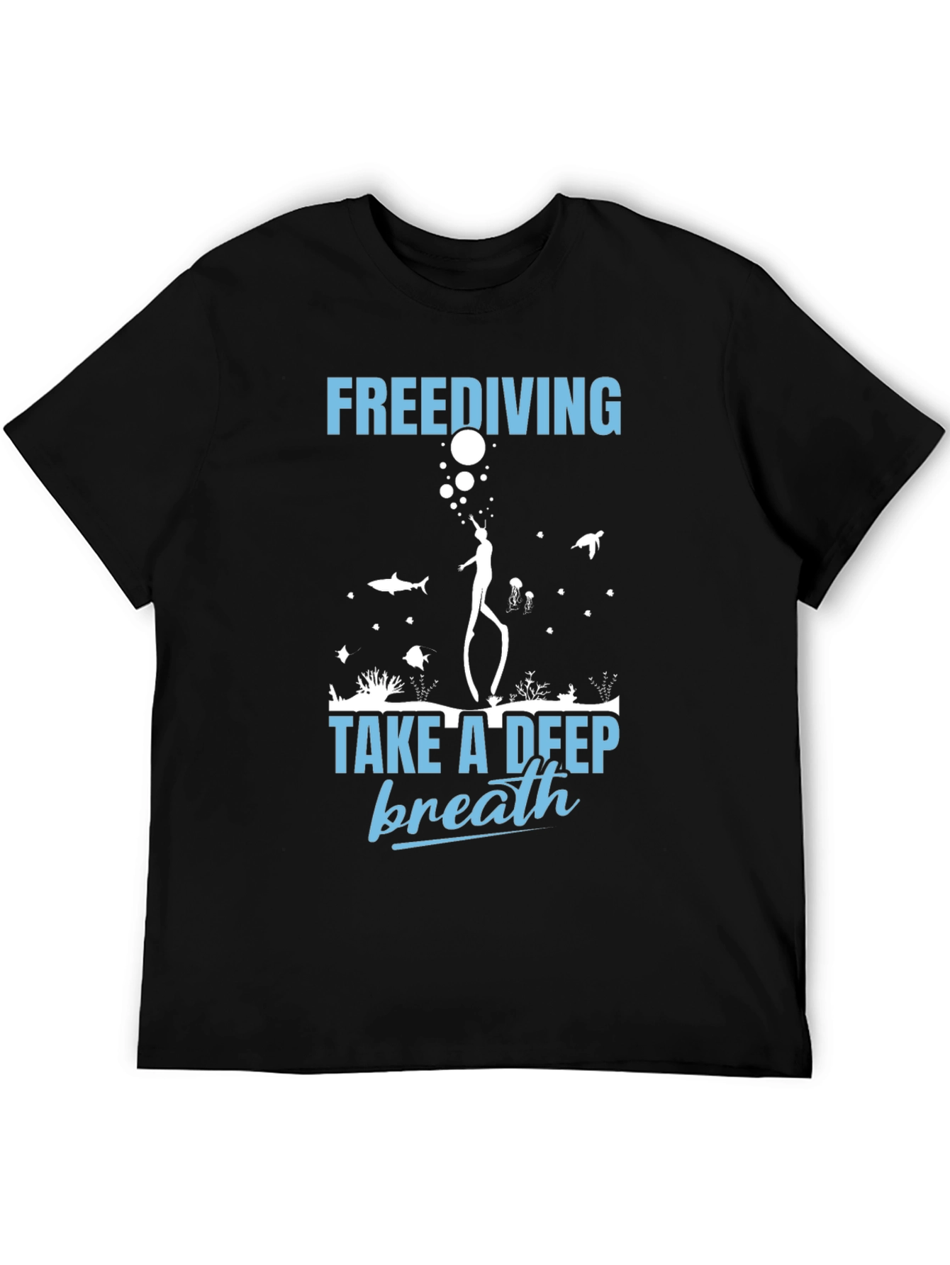 Camiseta Negra de Buceo Libre - Respira Profundo