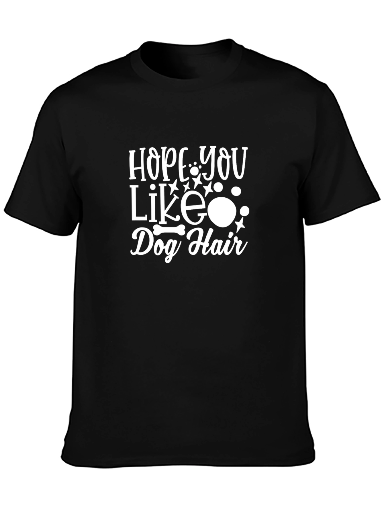 Camiseta Negra con Estampado Hope You Like Dog Hair