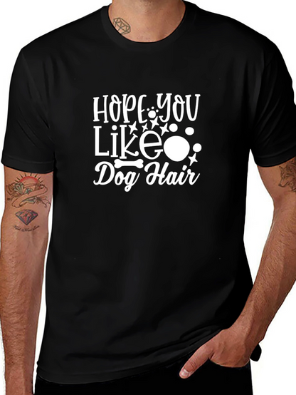 Camiseta Negra con Estampado Hope You Like Dog Hair