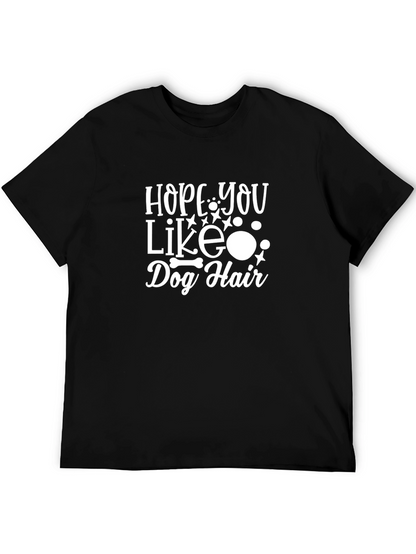Camiseta Negra con Estampado Hope You Like Dog Hair