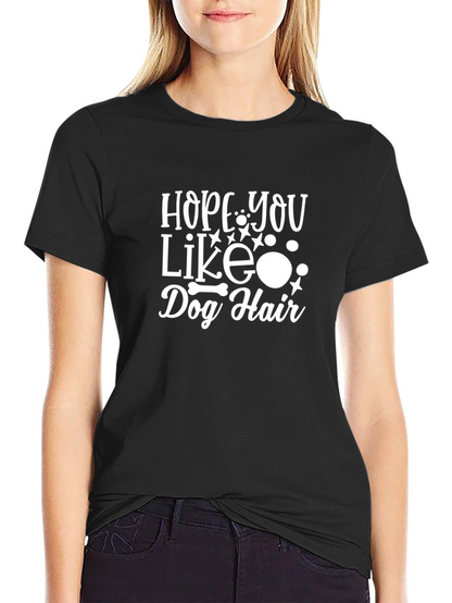 Camiseta Negra con Estampado Hope You Like Dog Hair