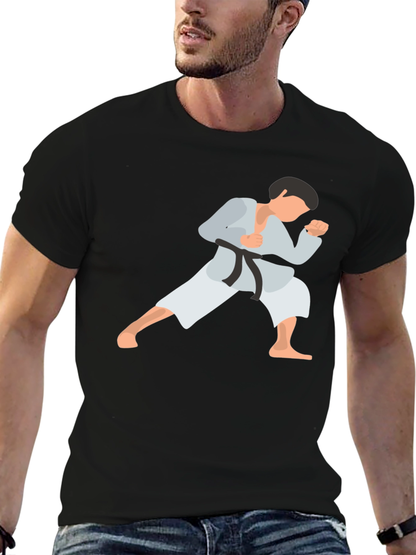 Camiseta Negra con Diseño de Karate