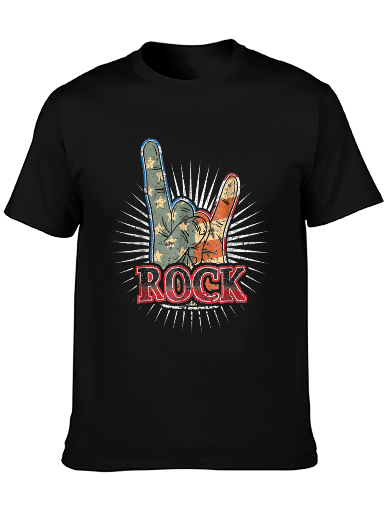 Camiseta Negra Rock and Roll Americana