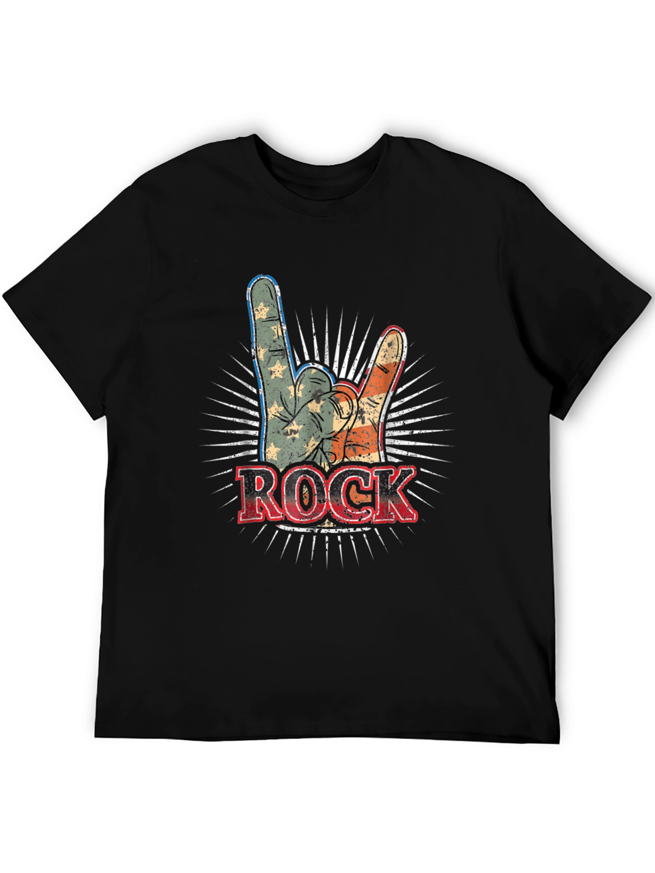 Camiseta Negra Rock and Roll Americana