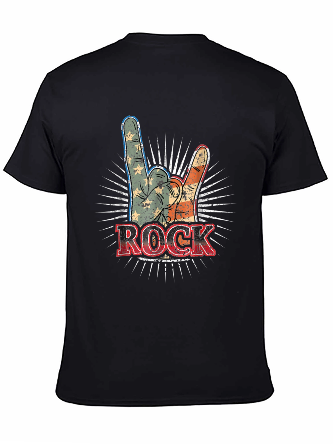 Camiseta Negra Rock and Roll Americana