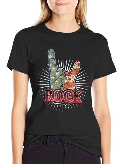 Camiseta Negra Rock and Roll Americana